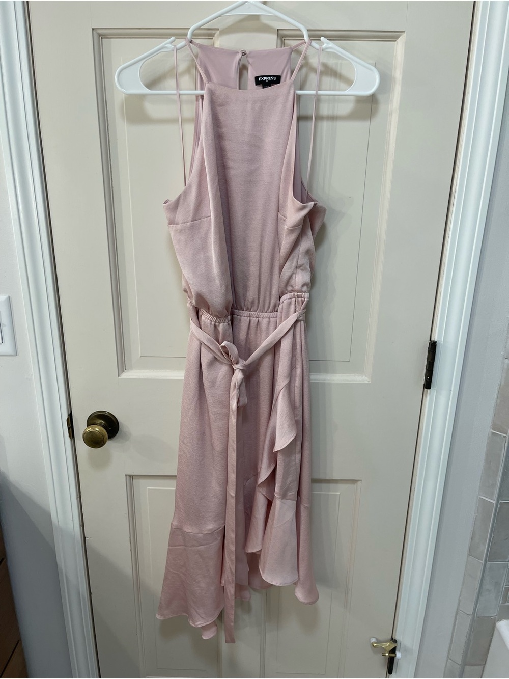 Express Dusty Pink High-Low Halter Dress